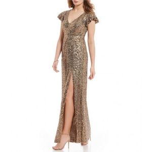 Badgley Mischka Belle V Neck Gown